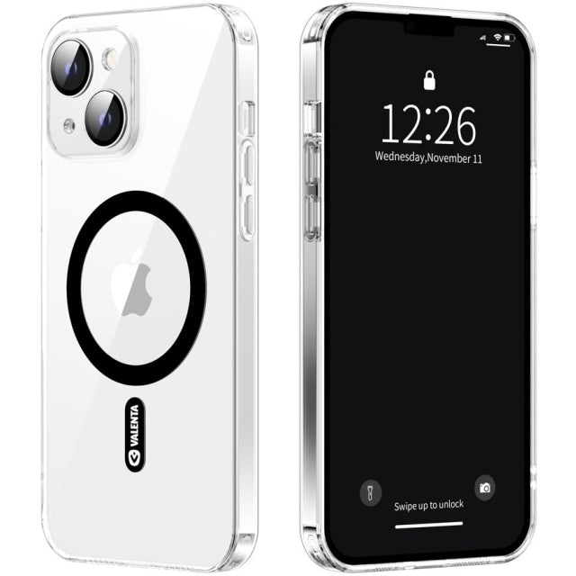 Valenta Tempered Glass Back Cover Magsafe Case Apple Iphone 14 Plus Clear