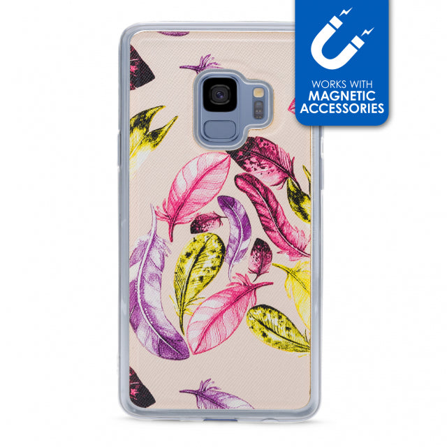 My Style Magneta Case For Samsung Galaxy S9 Beige Feathers
