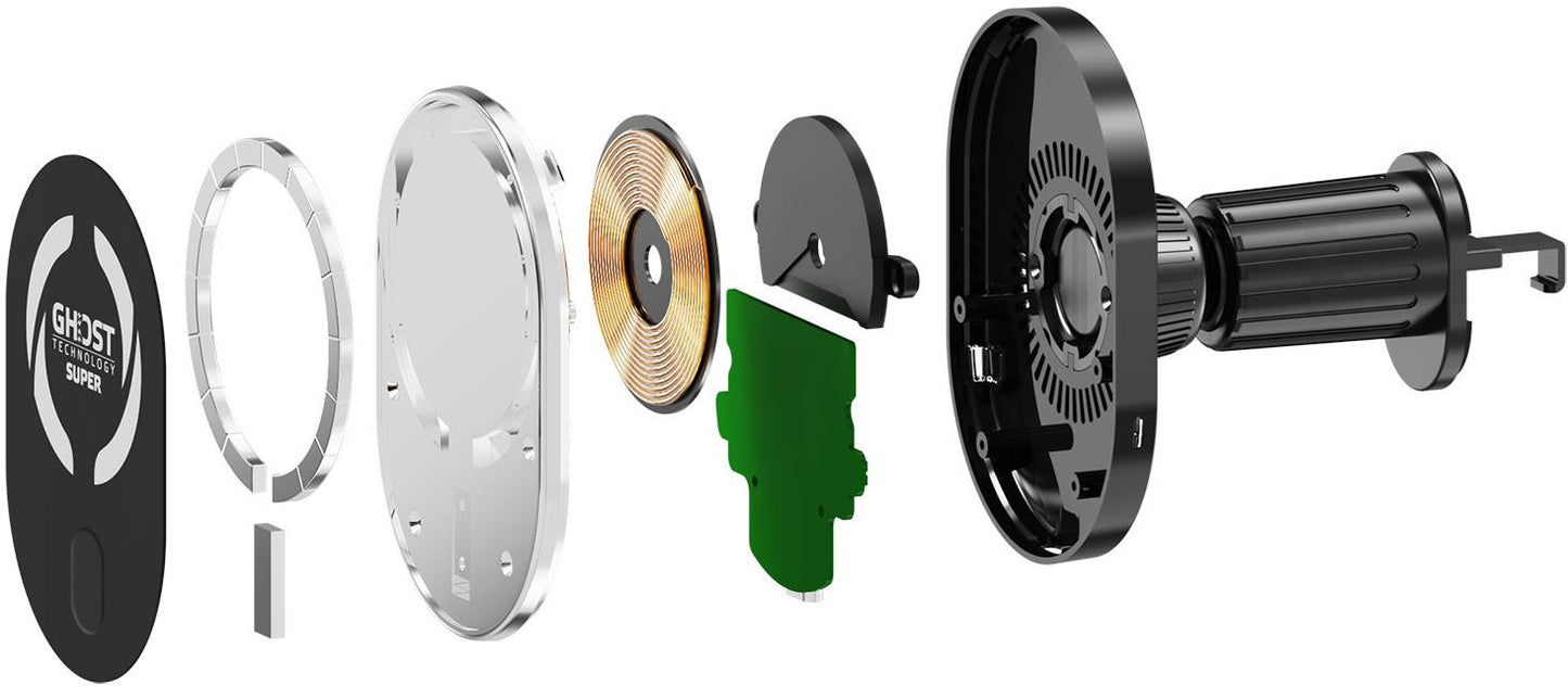 Celly Ghostsupermag Magsafe Wireless Car Charger Holder Black