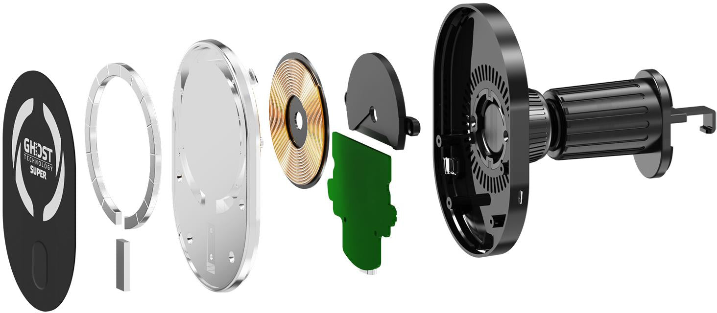 Celly Ghostsupermag Magsafe Wireless Car Charger Holder Black