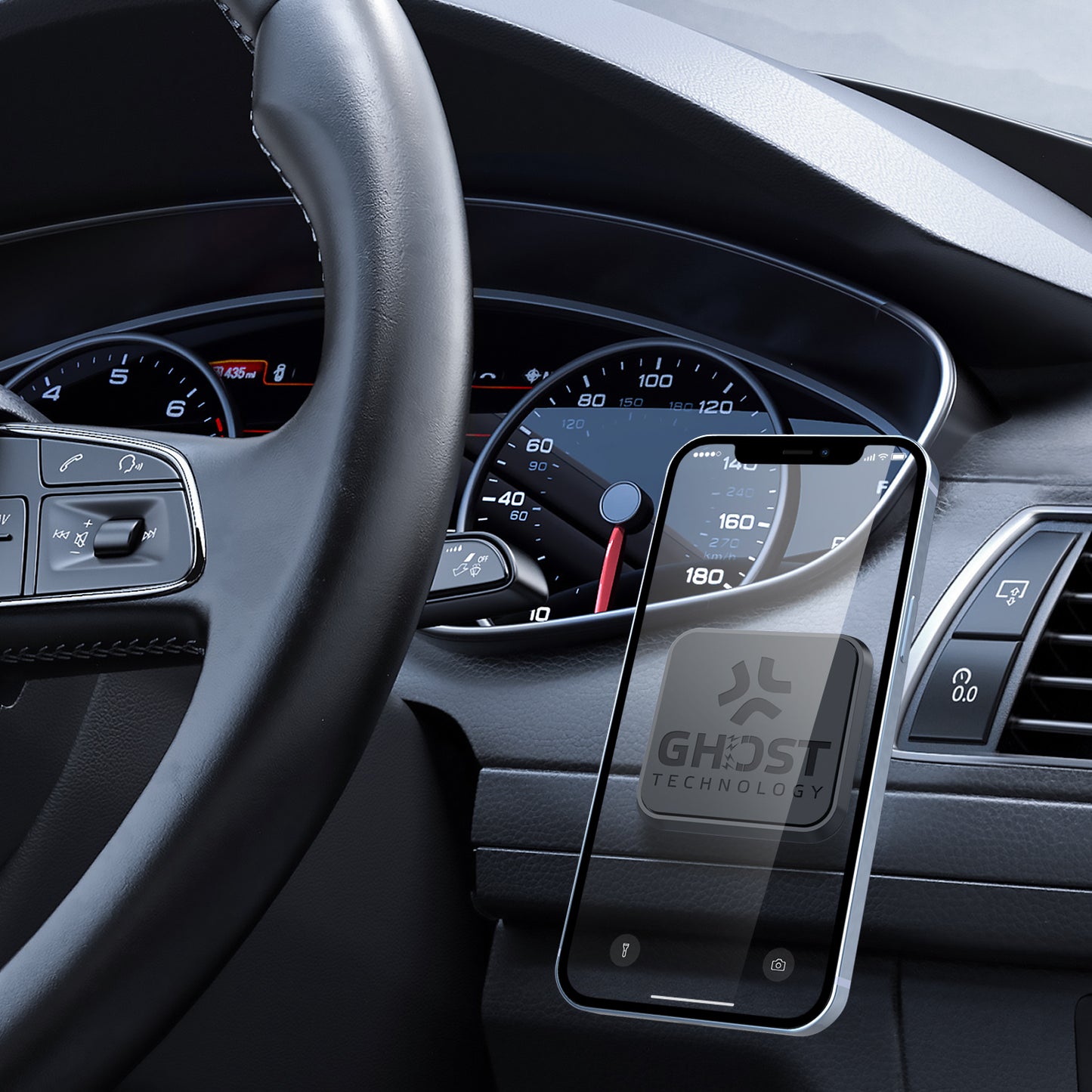 Celly Ghostfix Universal Magnetic Car Holder + 3 Metal Plates Xl Black